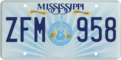 MS license plate ZFM958