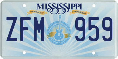 MS license plate ZFM959