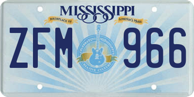 MS license plate ZFM966