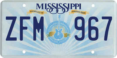 MS license plate ZFM967
