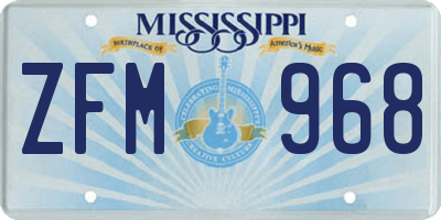 MS license plate ZFM968