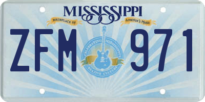 MS license plate ZFM971