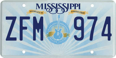 MS license plate ZFM974
