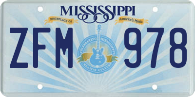 MS license plate ZFM978