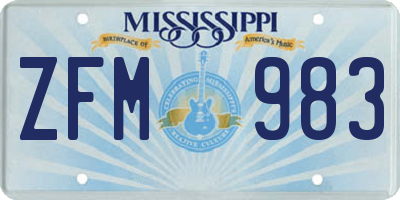 MS license plate ZFM983