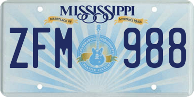 MS license plate ZFM988