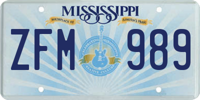 MS license plate ZFM989