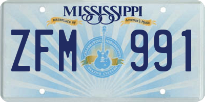 MS license plate ZFM991