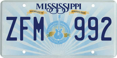 MS license plate ZFM992