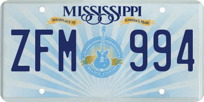 MS license plate ZFM994