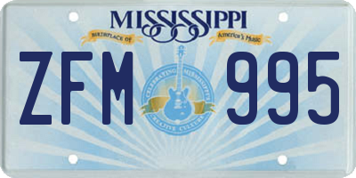 MS license plate ZFM995