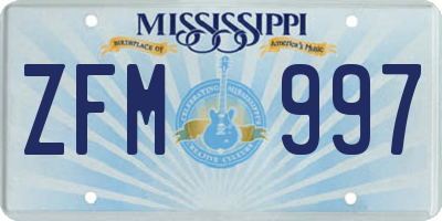 MS license plate ZFM997