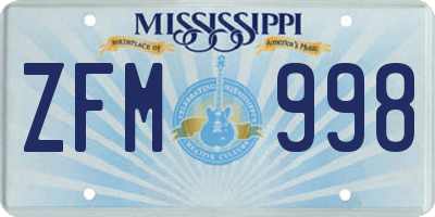 MS license plate ZFM998