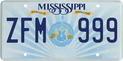 MS license plate ZFM999
