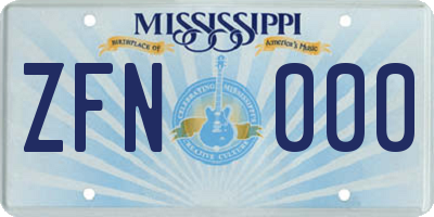 MS license plate ZFN000