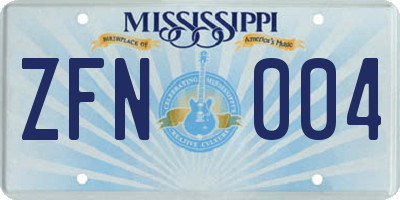MS license plate ZFN004