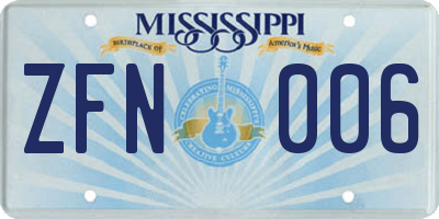 MS license plate ZFN006