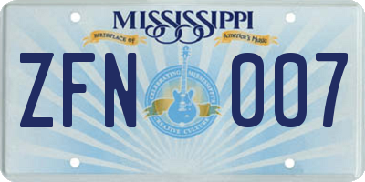 MS license plate ZFN007