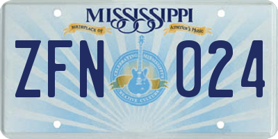 MS license plate ZFN024