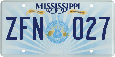 MS license plate ZFN027