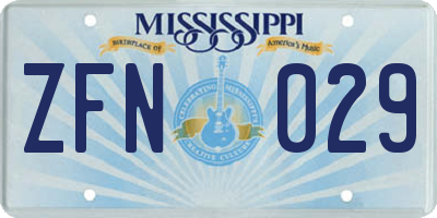 MS license plate ZFN029