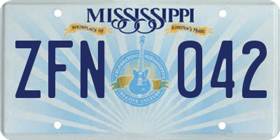 MS license plate ZFN042