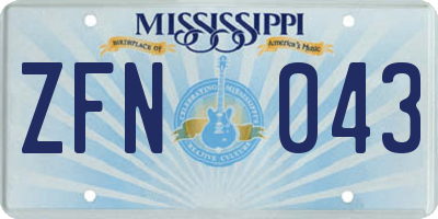 MS license plate ZFN043