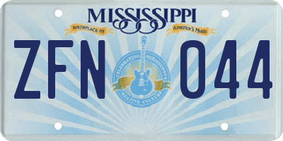 MS license plate ZFN044