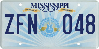 MS license plate ZFN048