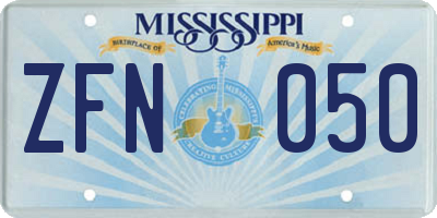 MS license plate ZFN050