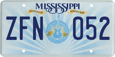 MS license plate ZFN052