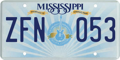 MS license plate ZFN053