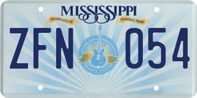 MS license plate ZFN054