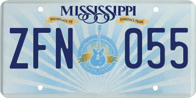 MS license plate ZFN055