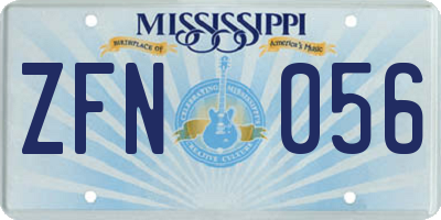 MS license plate ZFN056