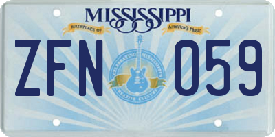 MS license plate ZFN059