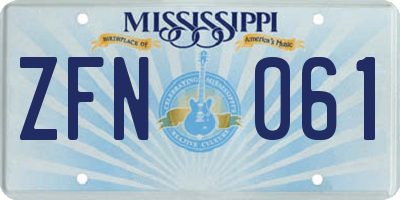 MS license plate ZFN061