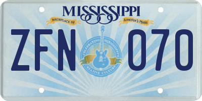 MS license plate ZFN070