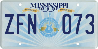 MS license plate ZFN073