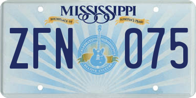 MS license plate ZFN075