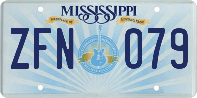 MS license plate ZFN079