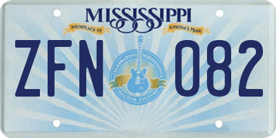 MS license plate ZFN082