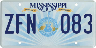 MS license plate ZFN083