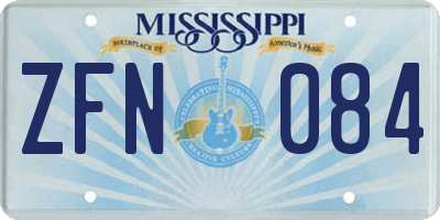 MS license plate ZFN084