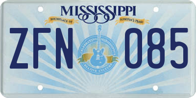 MS license plate ZFN085
