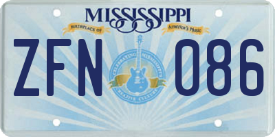 MS license plate ZFN086