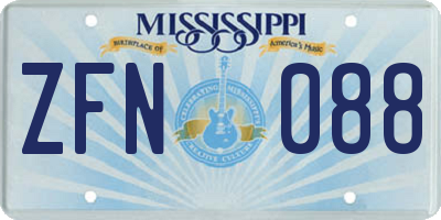 MS license plate ZFN088