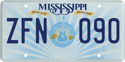 MS license plate ZFN090