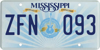 MS license plate ZFN093