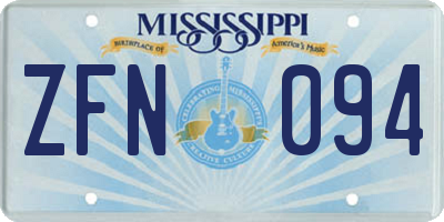 MS license plate ZFN094